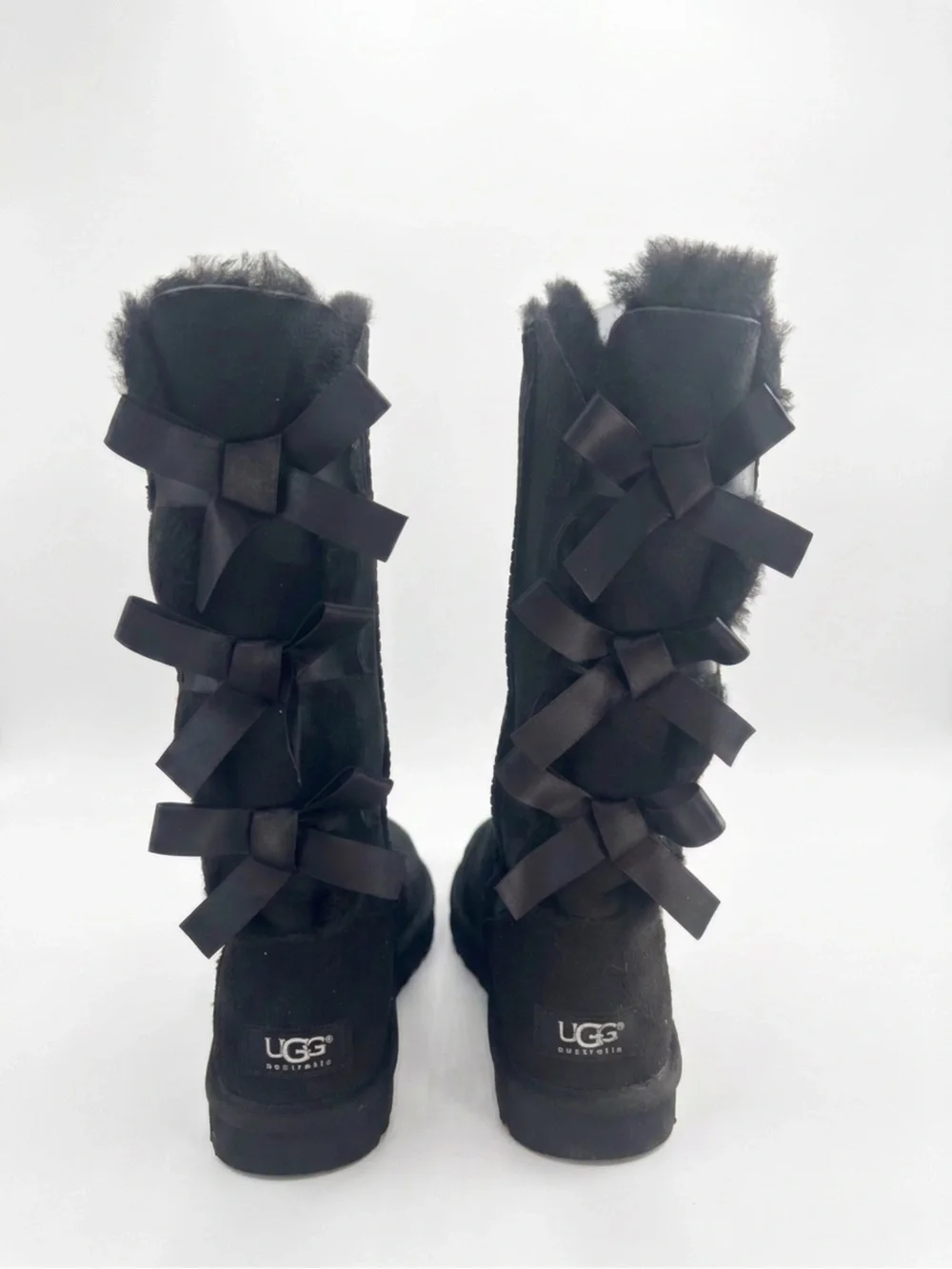 UGG Black Tall Bow-Back Bailey Winter Boots